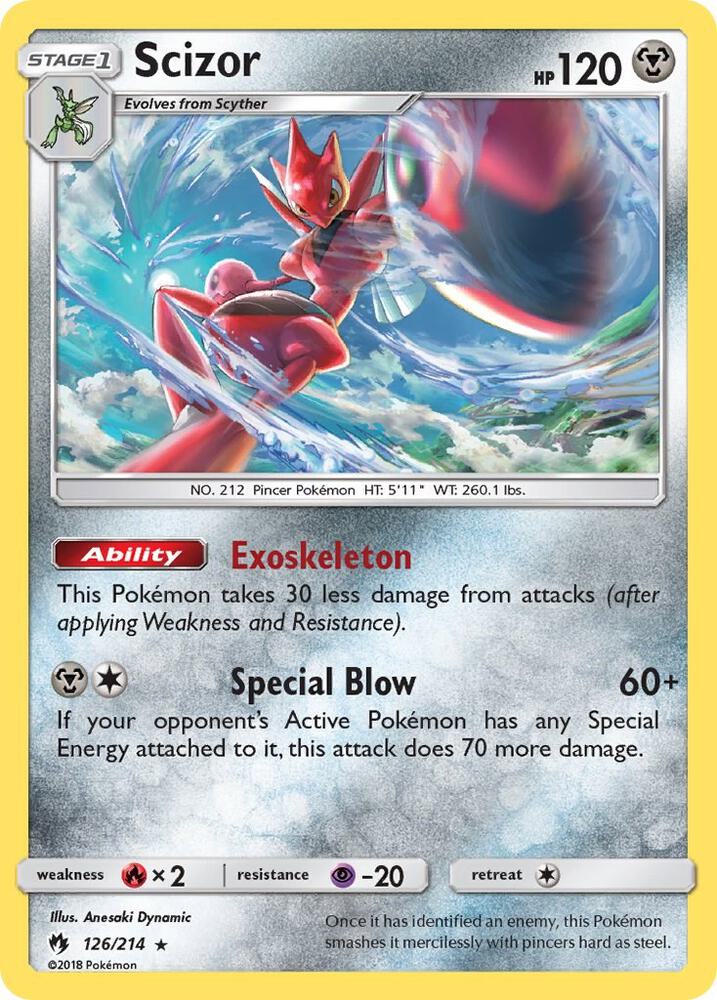 Scizor 126/214 card from SM - Lost Thunder