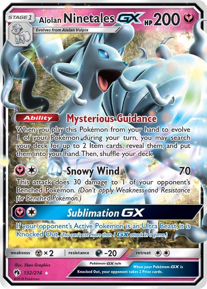 Alolan Ninetales GX 132/214 card from SM - Lost Thunder