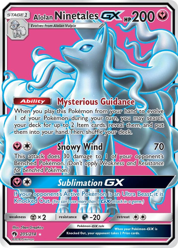 Alolan Ninetales GX (Full Art) 205/214 card from SM - Lost Thunder