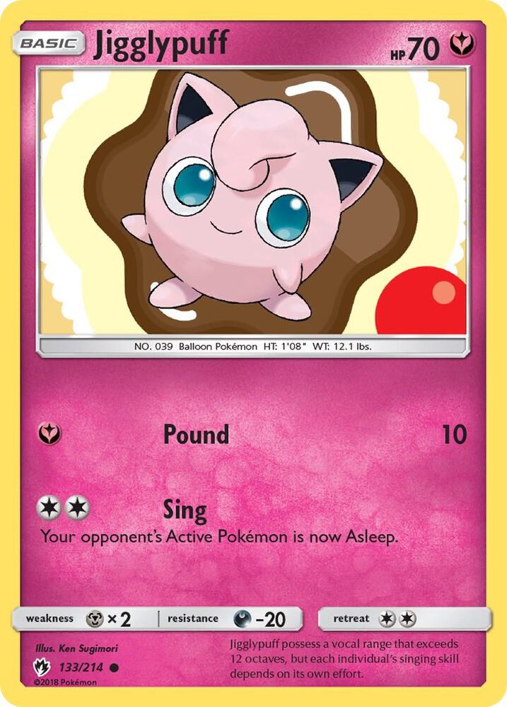 Jigglypuff 133/214 card from SM - Lost Thunder