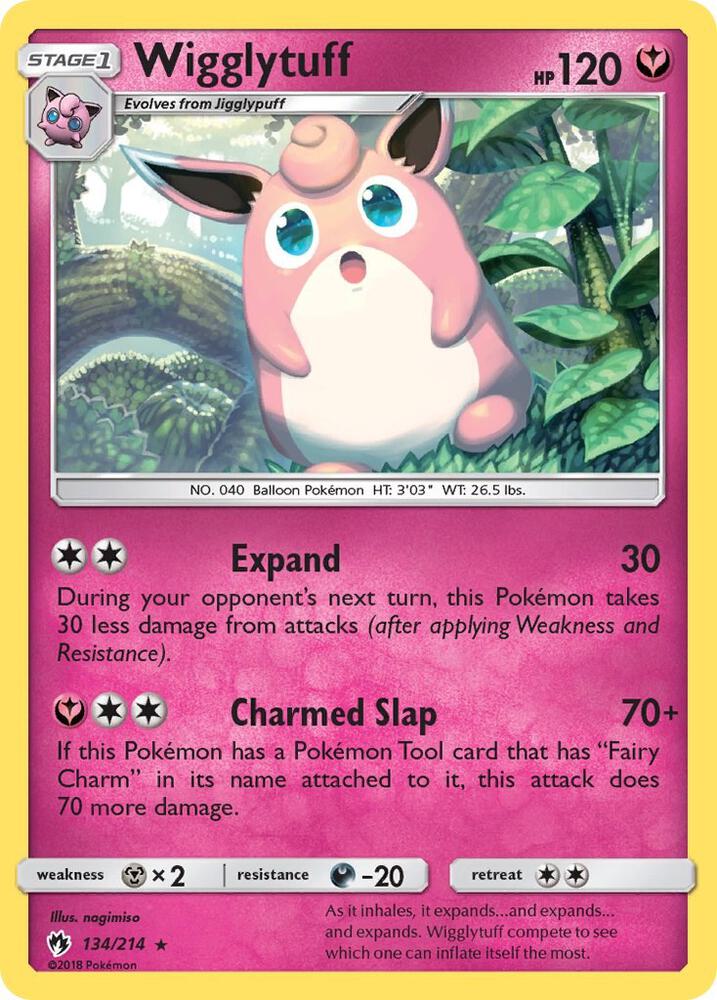Wigglytuff 134/214 card from SM - Lost Thunder