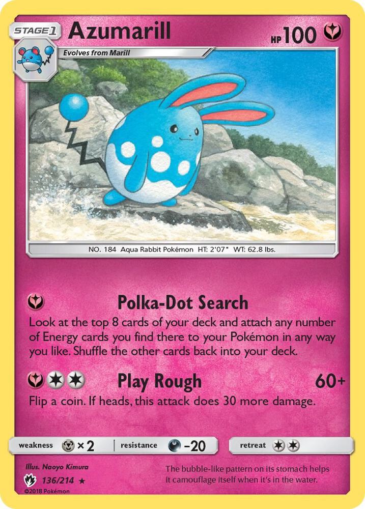 Azumarill 136/214 card from SM - Lost Thunder
