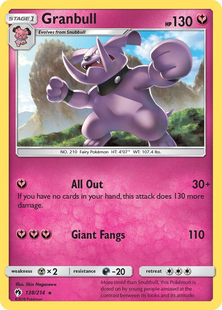 Granbull 138/214 card from SM - Lost Thunder