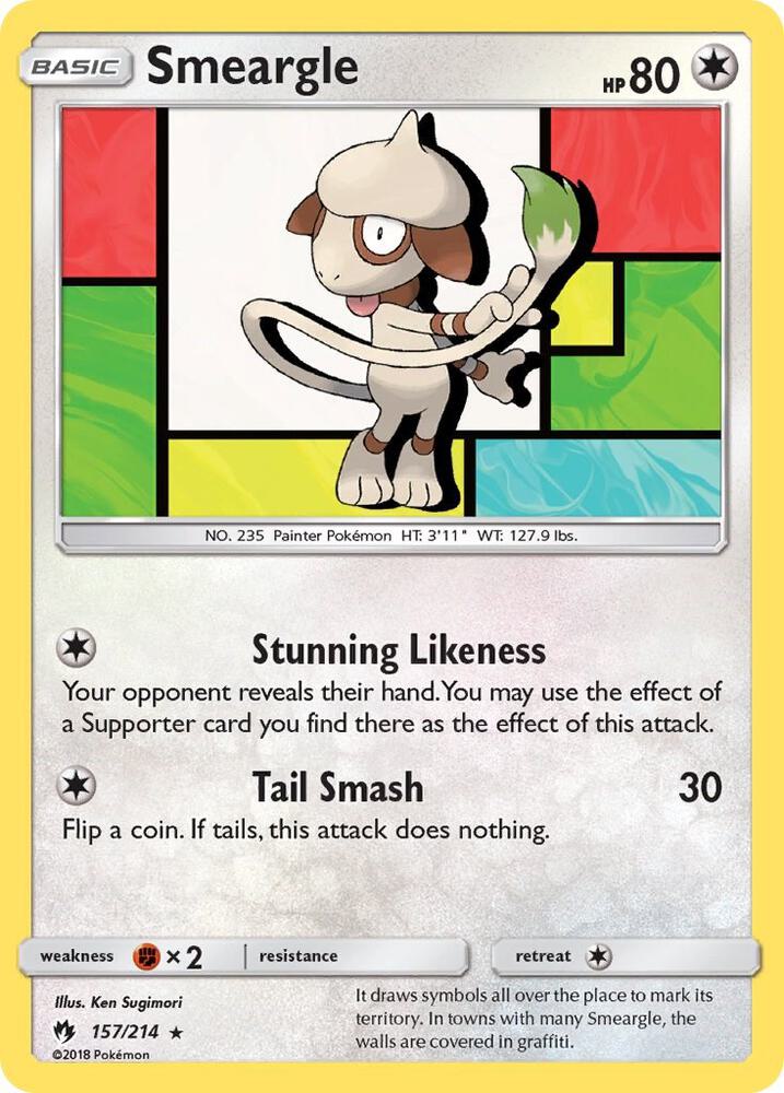 Smeargle 157/214 card from SM - Lost Thunder