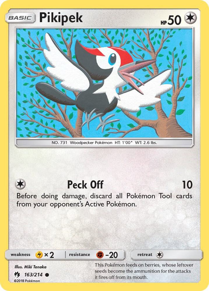 Pikipek (163) 163/214 card from SM - Lost Thunder