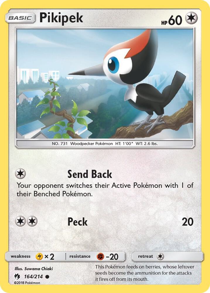 Pikipek (164) 164/214 card from SM - Lost Thunder