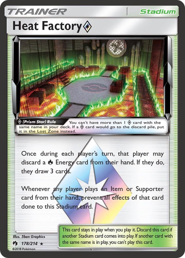 Heat Factory Prism Star 178/214 card from SM - Lost Thunder