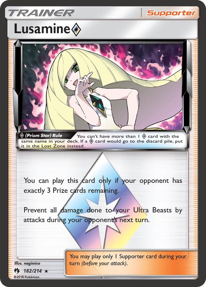 Lusamine Prism Star 182/214 card from SM - Lost Thunder