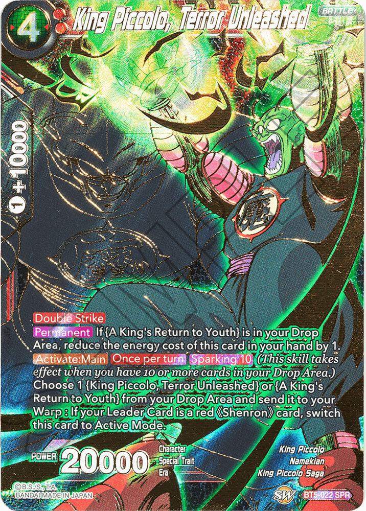 King Piccolo, Terror Unleashed (SPR) BT5-022 card from Miraculous Revival