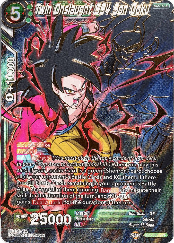 Twin Onslaught SS4 Son Goku (SPR) BT5-055 card from Miraculous Revival