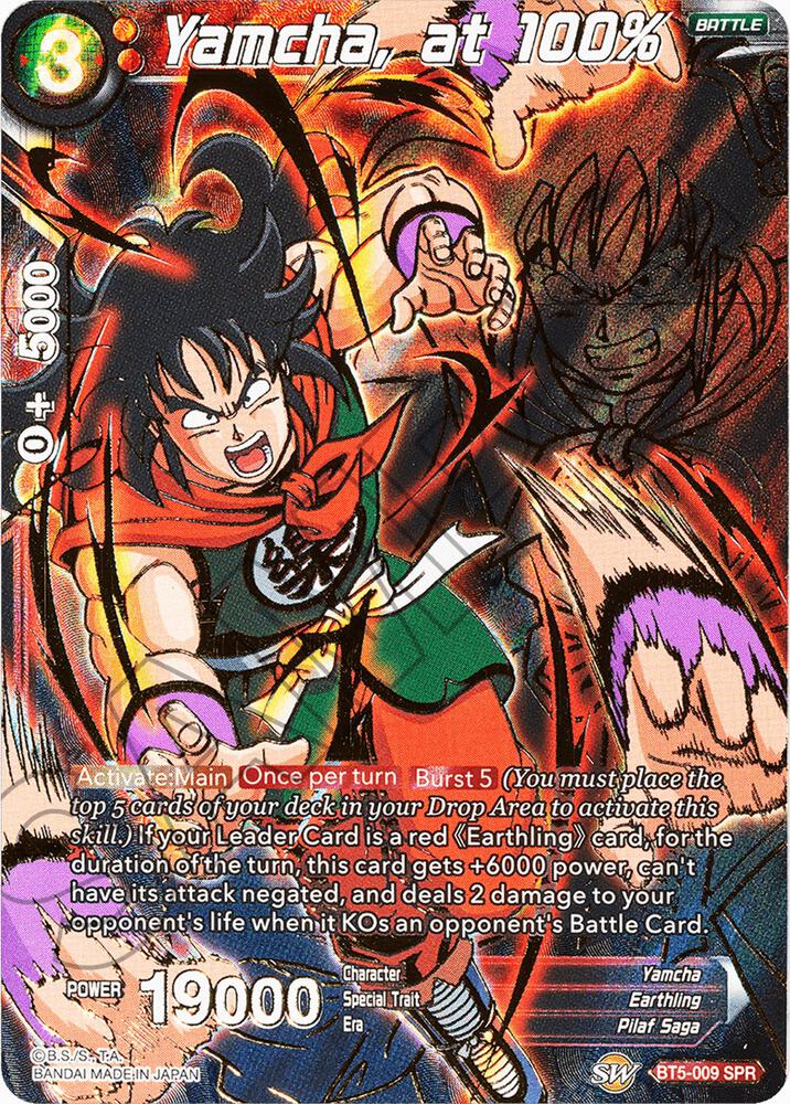 Yamcha, at 100% (SPR) BT5-009 card from Miraculous Revival