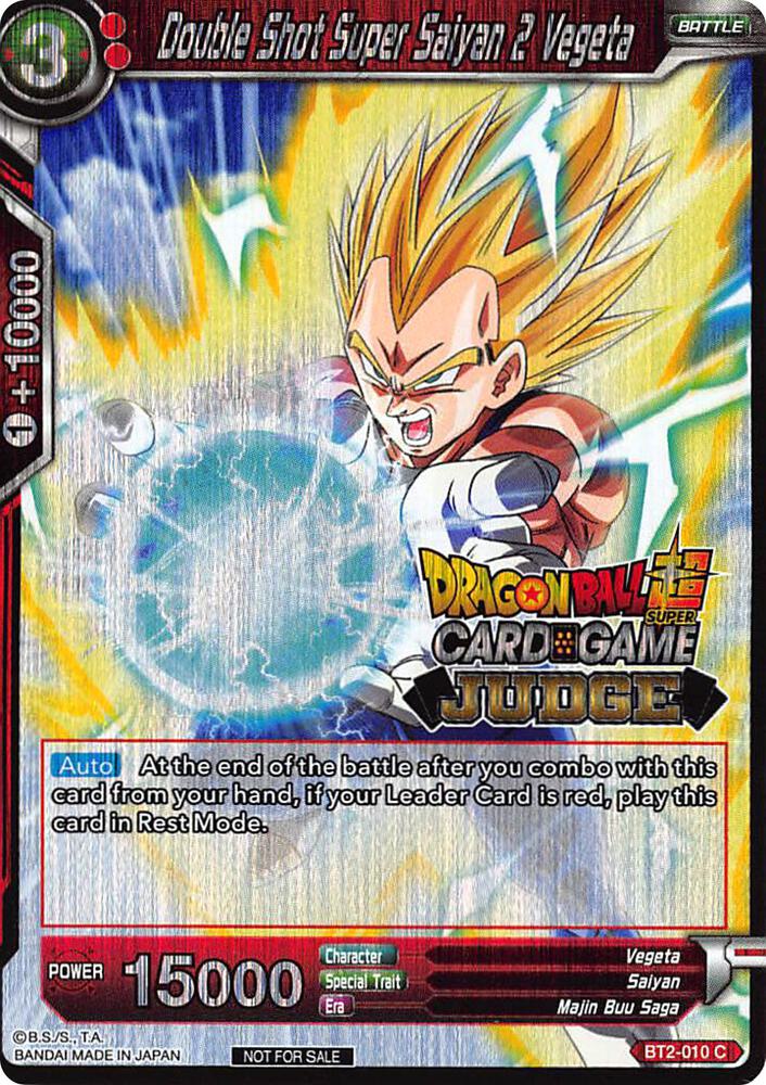 Double Shot Super Saiyan 2 Vegeta BT2-010 card from Judge Promotion Cards