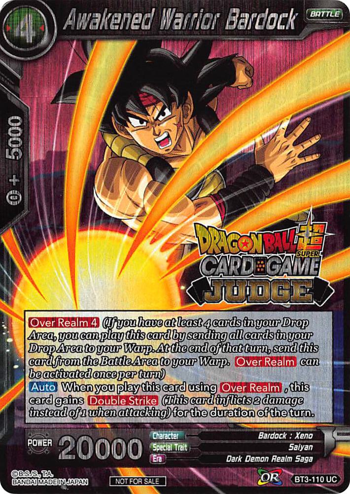 Awakened Warrior Bardock BT3-110 card from Judge Promotion Cards