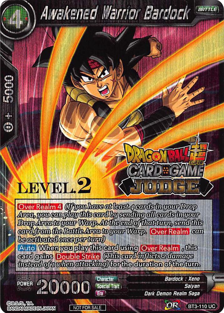 Awakened Warrior Bardock (Level 2) BT3-110 card from Judge Promotion Cards