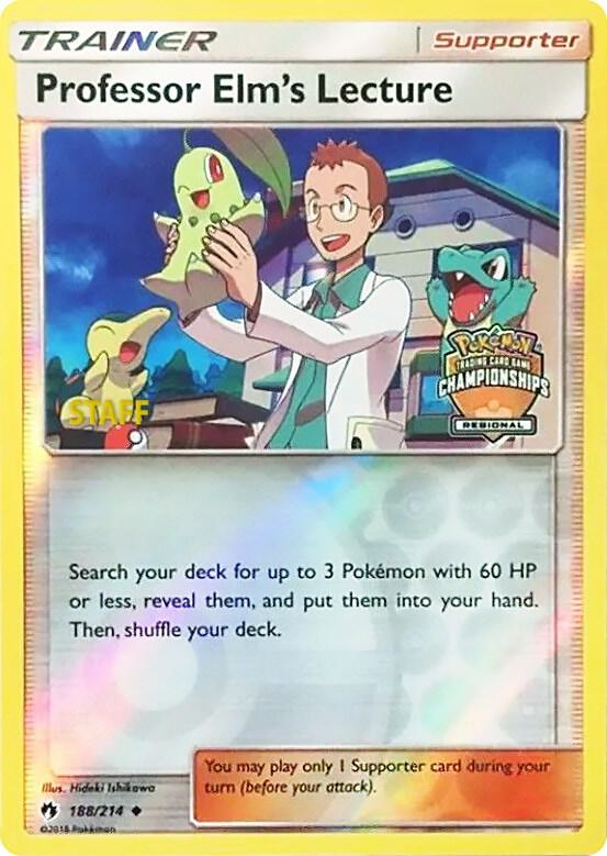 Professor Elm's Lecture (Regional Championships) [Staff] 188/214 card from League & Championship Cards