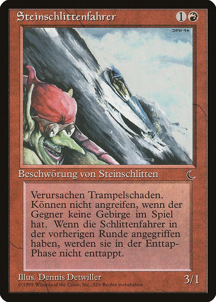 Goblin Rock Sled (German) - "Steinschlittenfahrer" card from Renaissance