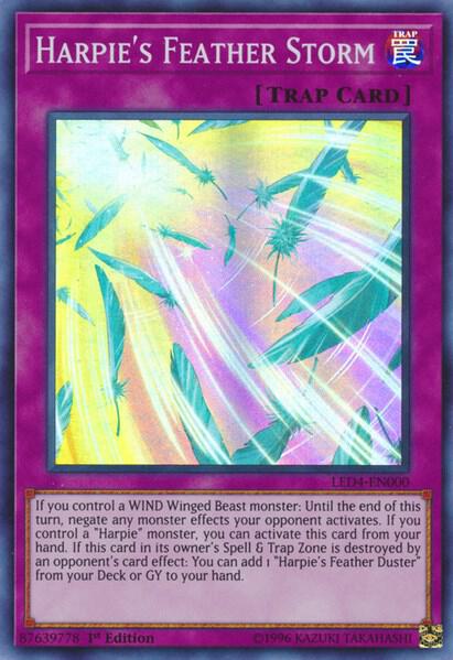 Harpie's Feather Storm LED4-EN000 card from Legendary Duelists: Sisters of the Rose