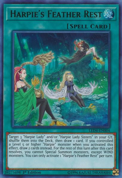 Harpie's Feather Rest LED4-EN004 card from Legendary Duelists: Sisters of the Rose