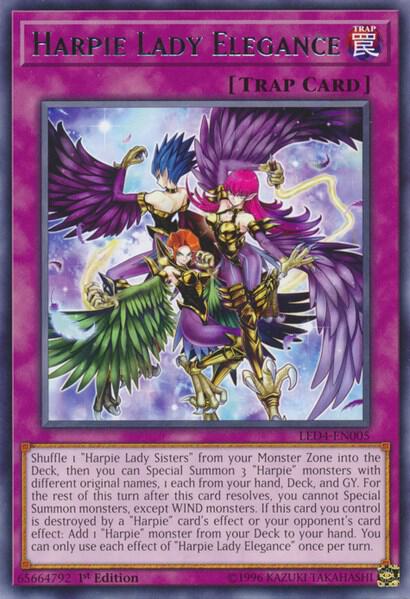Harpie Lady Elegance LED4-EN005 card from Legendary Duelists: Sisters of the Rose