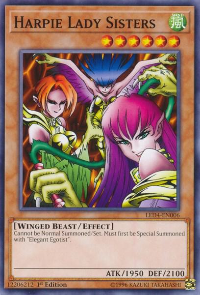Harpie Lady Sisters LED4-EN006 card from Legendary Duelists: Sisters of the Rose