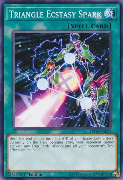 Triangle Ecstasy Spark LED4-EN011 card from Legendary Duelists: Sisters of the Rose
