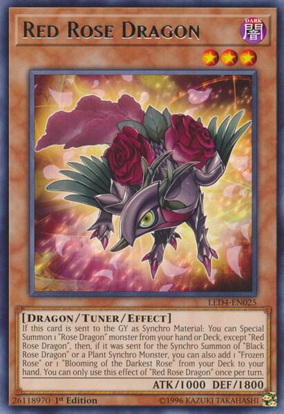 Red Rose Dragon LED4-EN025 card from Legendary Duelists: Sisters of the Rose
