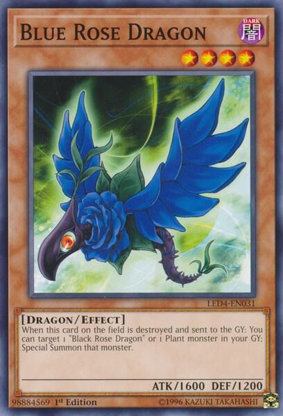 Blue Rose Dragon LED4-EN031 card from Legendary Duelists: Sisters of the Rose