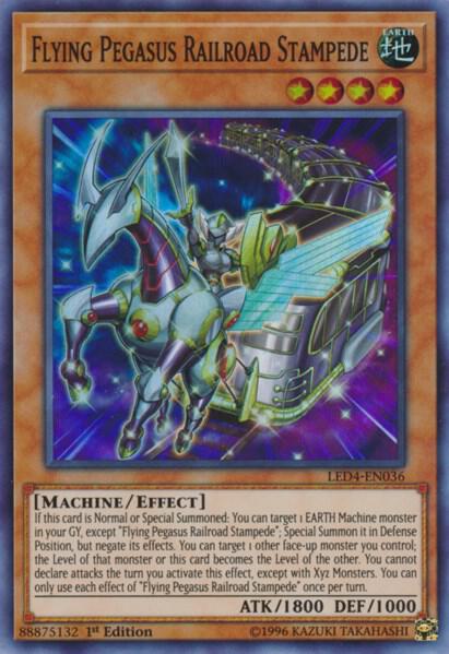 Flying Pegasus Railroad Stampede LED4-EN036 card from Legendary Duelists: Sisters of the Rose