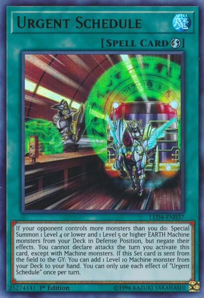 Urgent Schedule LED4-EN037 card from Legendary Duelists: Sisters of the Rose