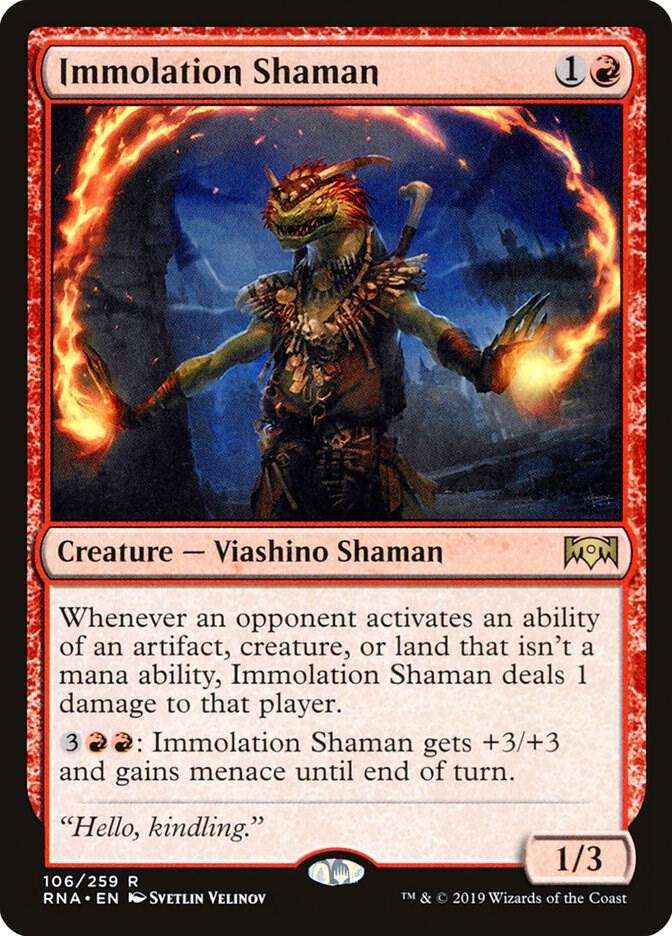 Immolation Shaman 106 card from Ravnica Allegiance