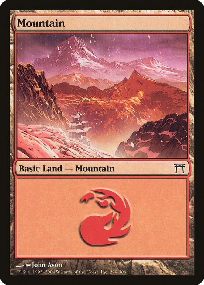 Mountain 299 card from Champions of Kamigawa