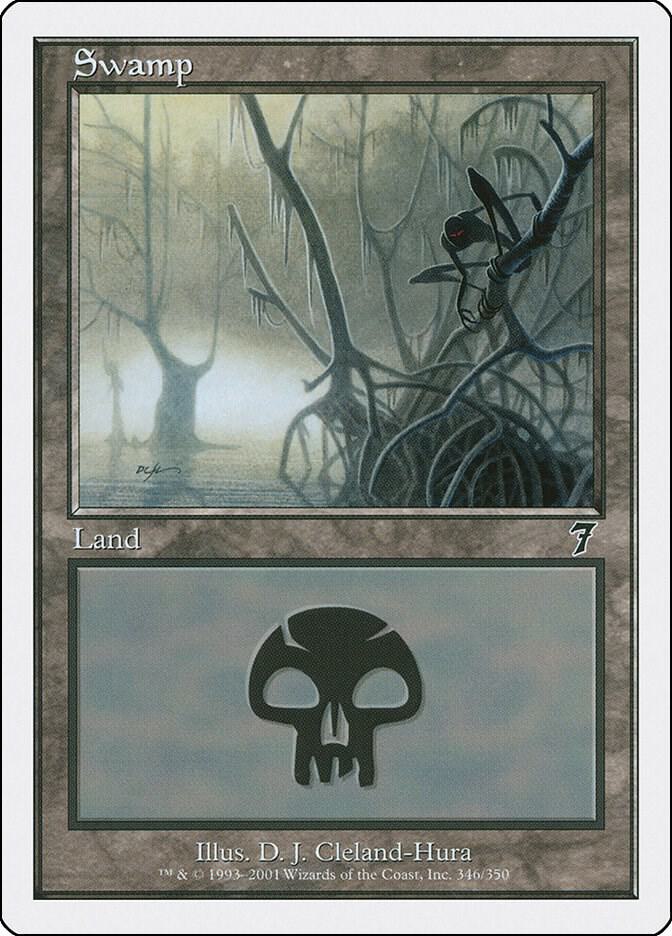 Swamp 346 card from 7th Edition