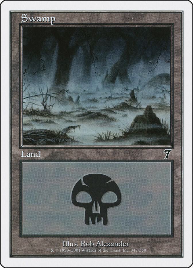 Swamp 347 card from 7th Edition
