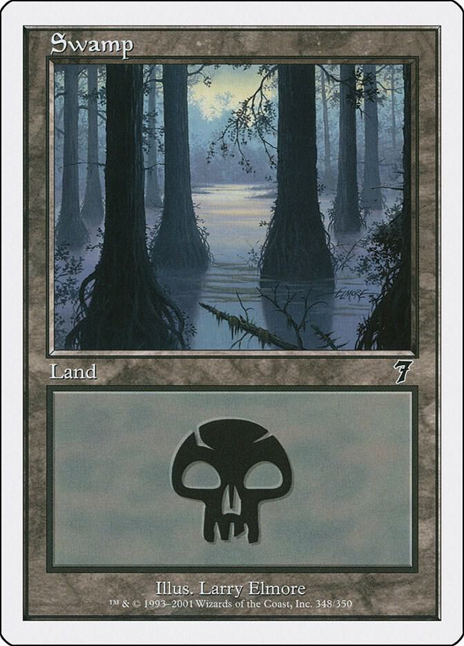 Swamp 348 card from 7th Edition