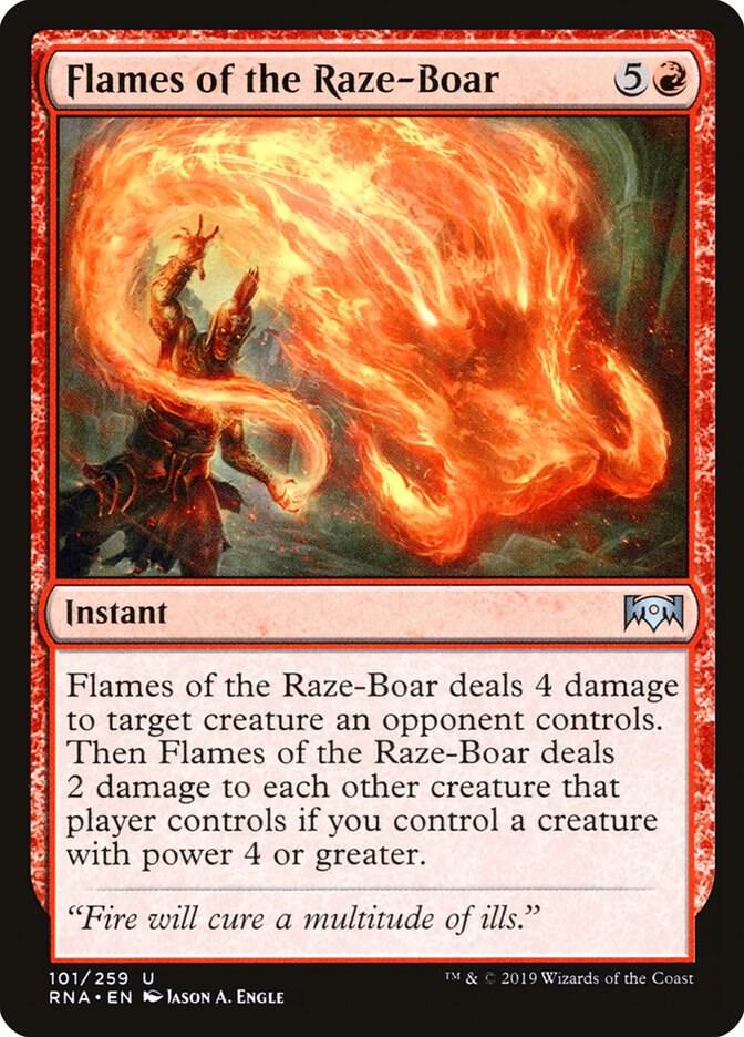 Flames of the Raze-Boar 101 card from Ravnica Allegiance