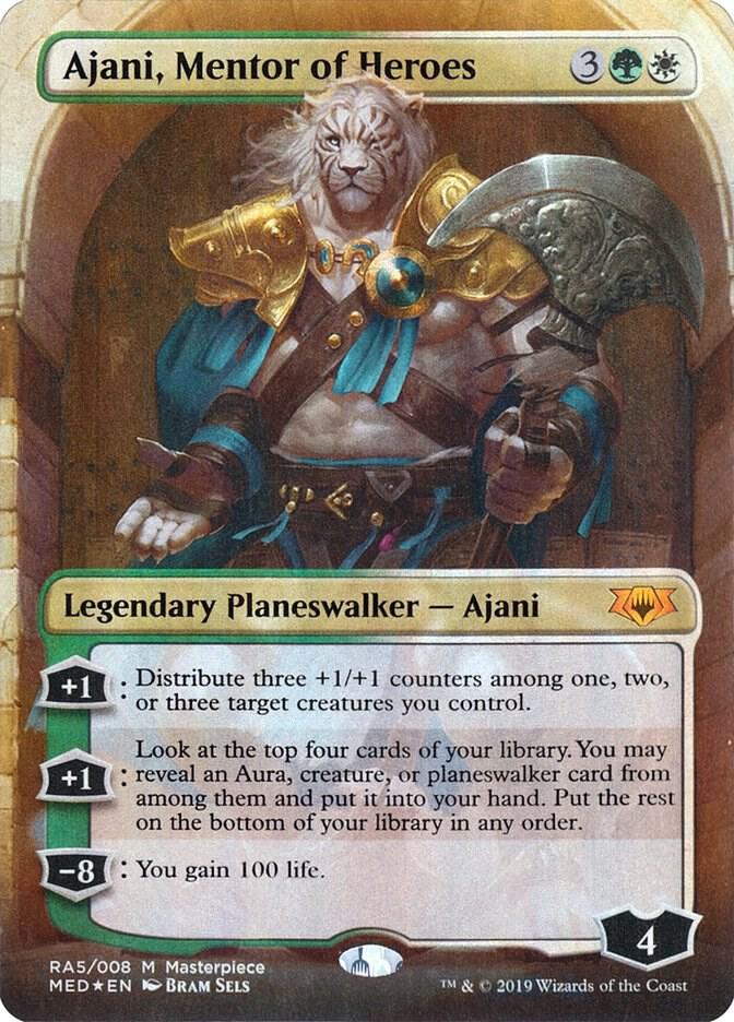 Ajani, Mentor of Heroes RA5 card from Mythic Edition: Ravnica Allegiance