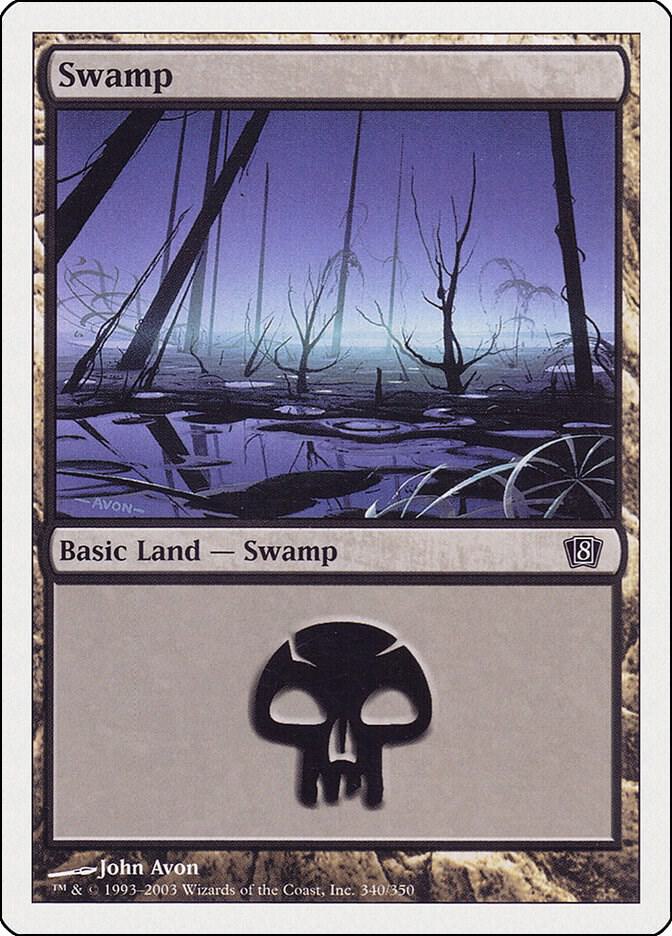 Swamp 340 card from 8th Edition