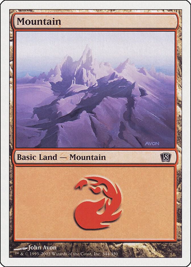 Mountain 344 card from 8th Edition