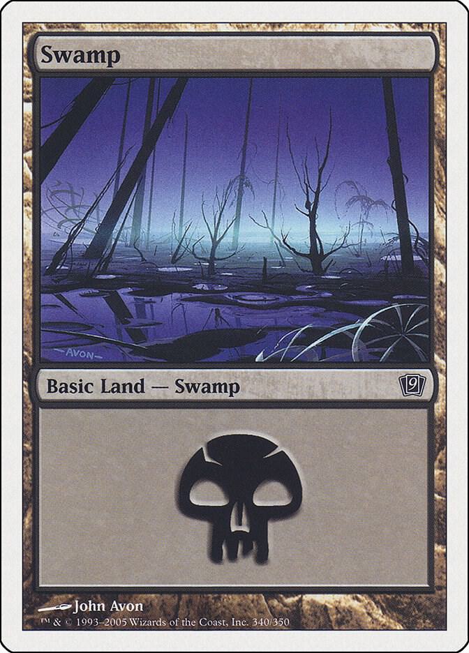 Swamp 340 card from 9th Edition