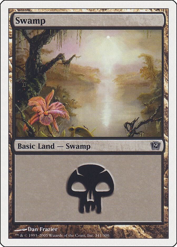Swamp 341 card from 9th Edition