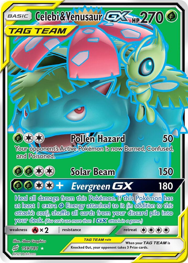 Celebi & Venusaur GX (Full Art) 159/181 card from SM - Team Up