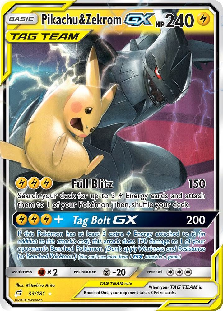 Pikachu & Zekrom GX 33/181 card from SM - Team Up