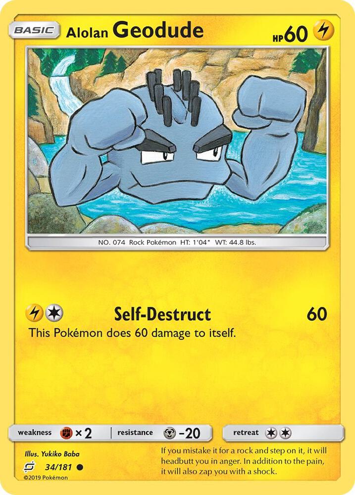 Alolan Geodude (34) 34/181 card from SM - Team Up