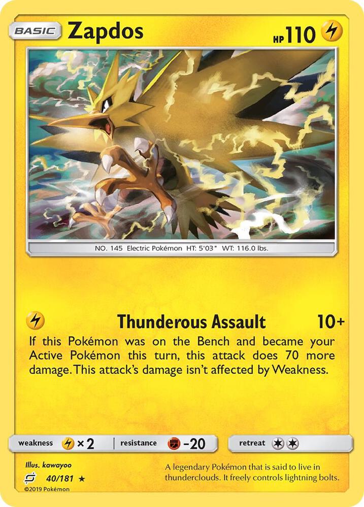 Zapdos 40/181 card from SM - Team Up