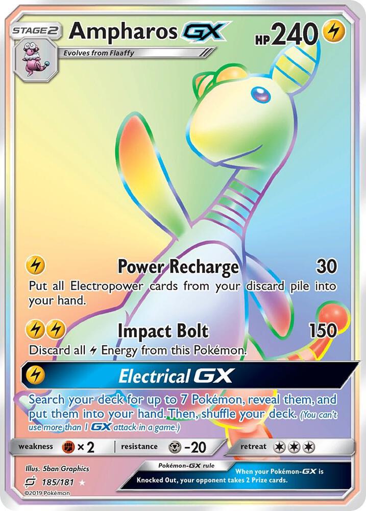 Ampharos GX (Secret) 185/181 card from SM - Team Up