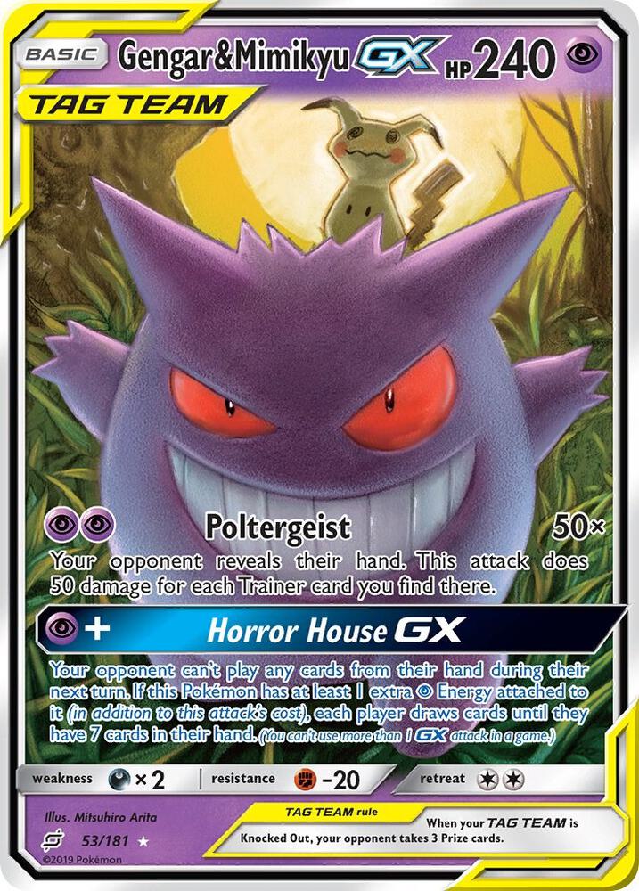Gengar & Mimikyu GX 53/181 card from SM - Team Up