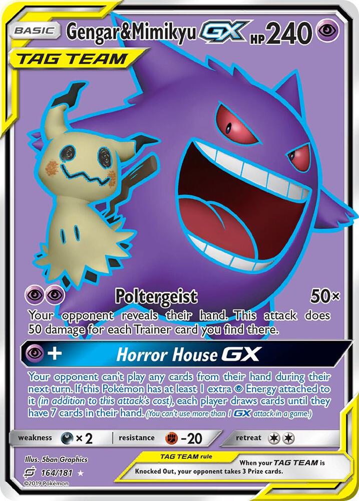 Gengar & Mimikyu GX (Full Art) 164/181 card from SM - Team Up