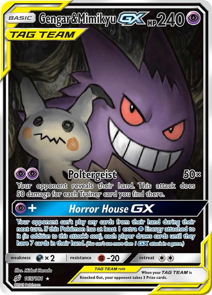 Gengar & Mimikyu GX (Alternate Full Art) 165/181 card from SM - Team Up