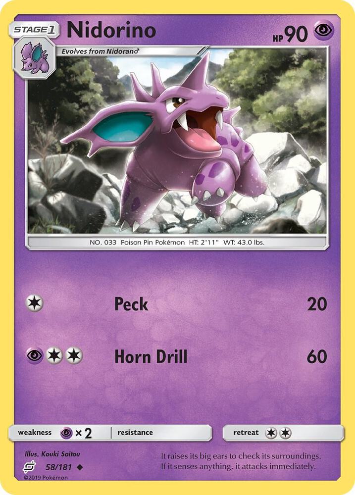 Nidorino 58/181 card from SM - Team Up