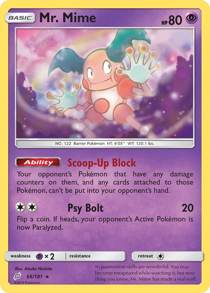 Mr. Mime 66/181 card from SM - Team Up